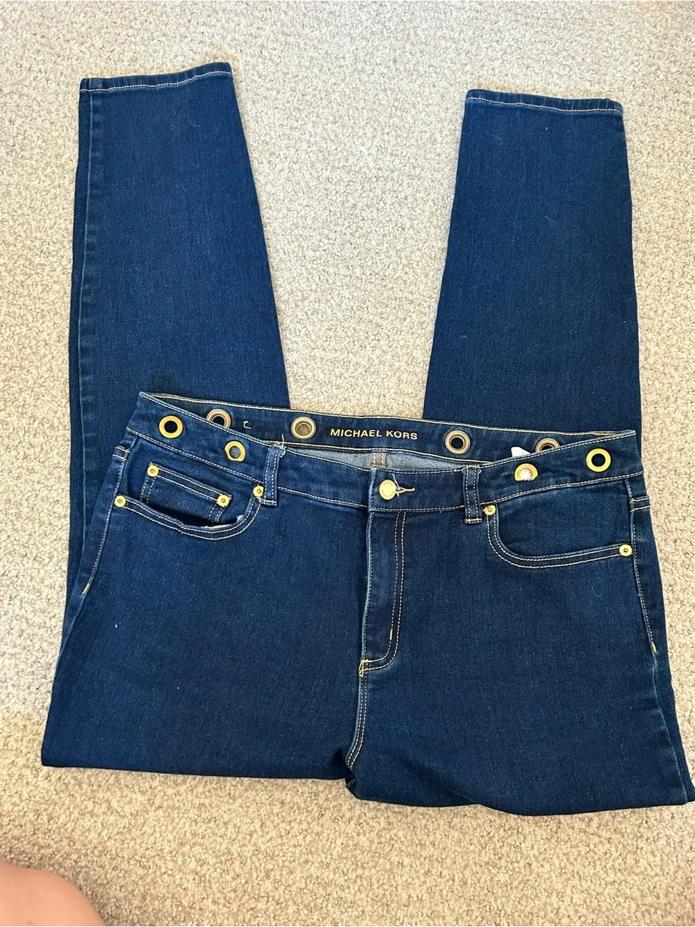 Michael Kors Dark Blue High-Rise Straight Jeans